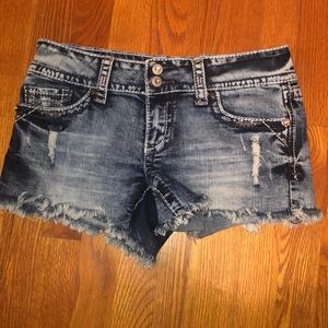Embellished Hydraulic Jean Shorts